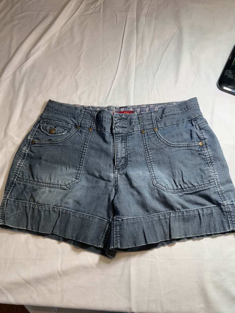 One Song Denim Shorts Women's Size 12 Blue Pleated Hem
